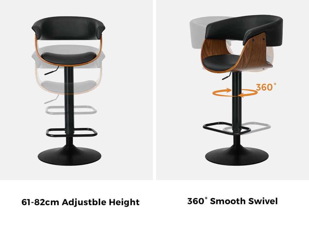Swivel Bar Stools PU Leather Armrest Set 2 | Simpledeals