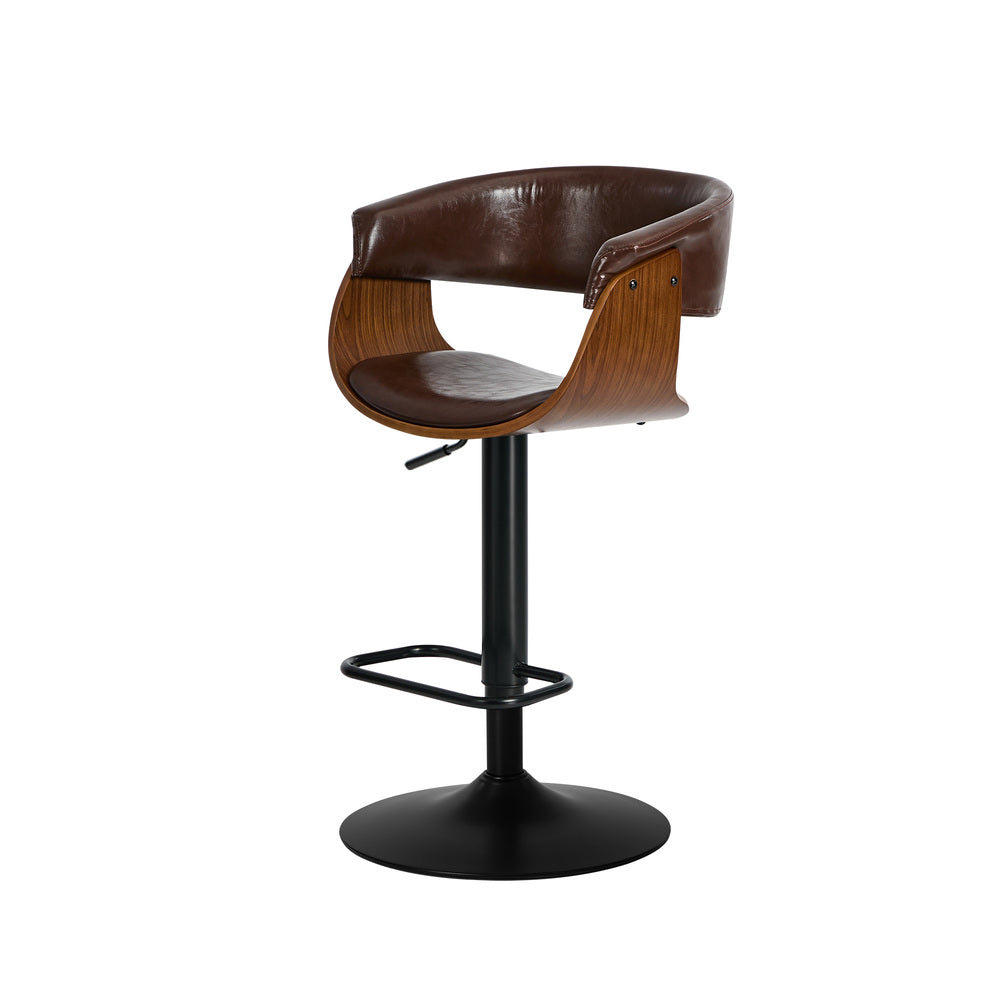 Swivel Bar Stools PU Leather Brown Pair | Simpledeals
