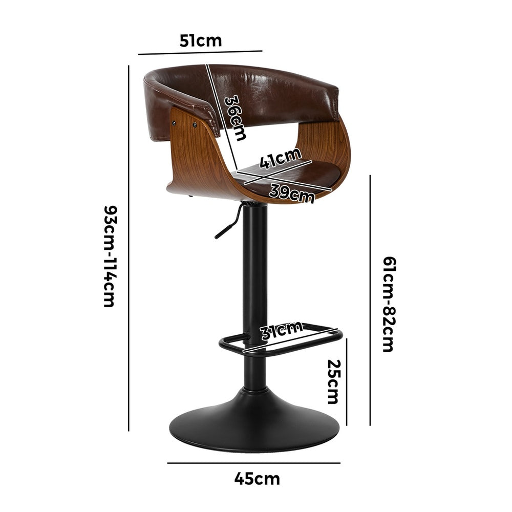 Swivel Bar Stools PU Leather Brown Pair | Simpledeals