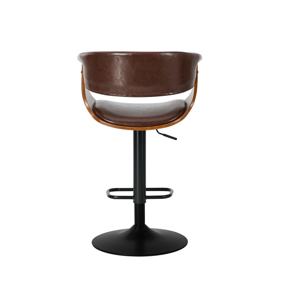 Swivel Bar Stools PU Leather Brown Pair | Simpledeals