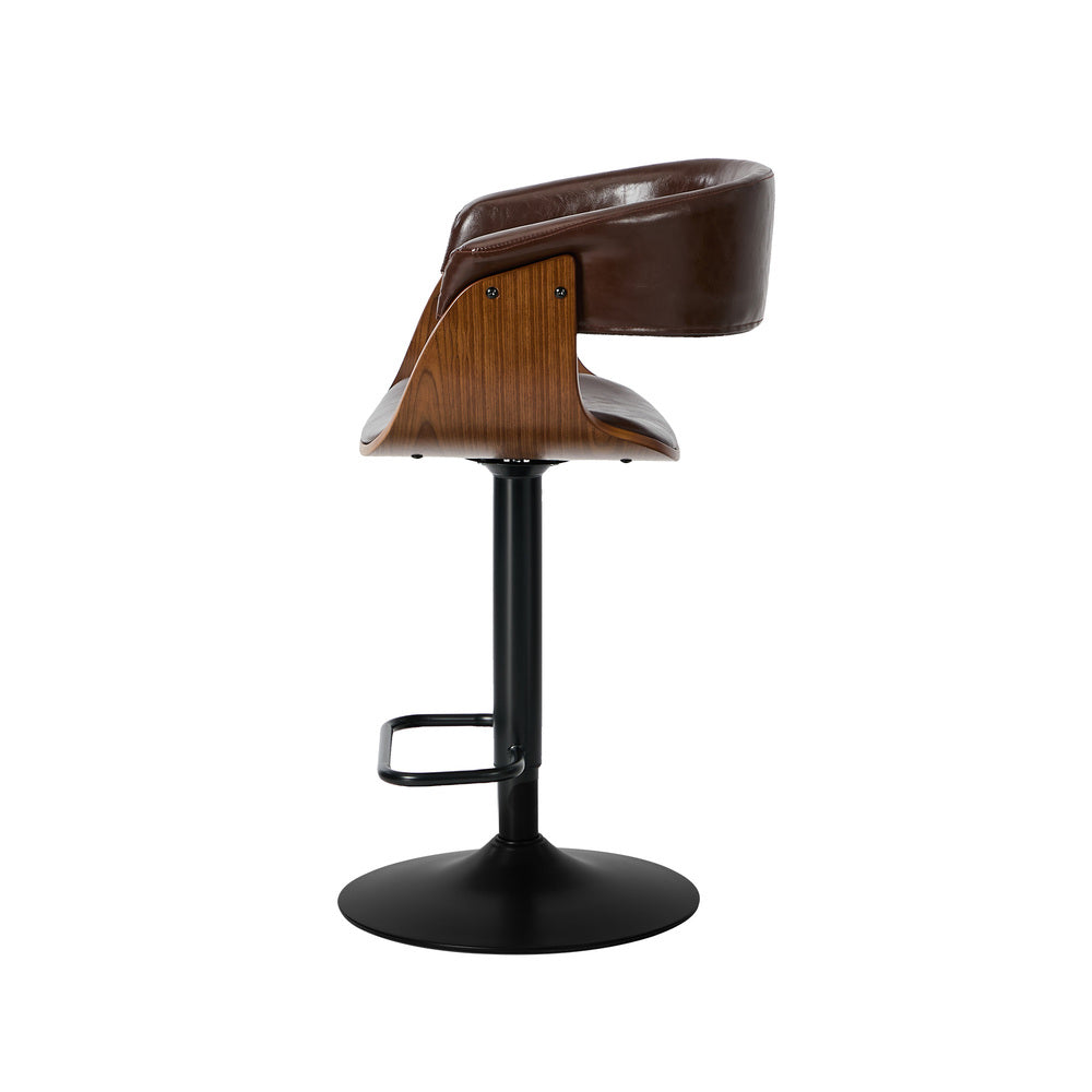 Swivel Bar Stools PU Leather Brown Pair | Simpledeals