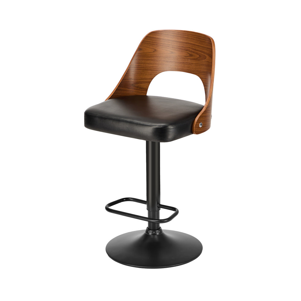 Set of 4 Swivel Bar Stools Gas Lift Adjustable PU Leather Chairs Black