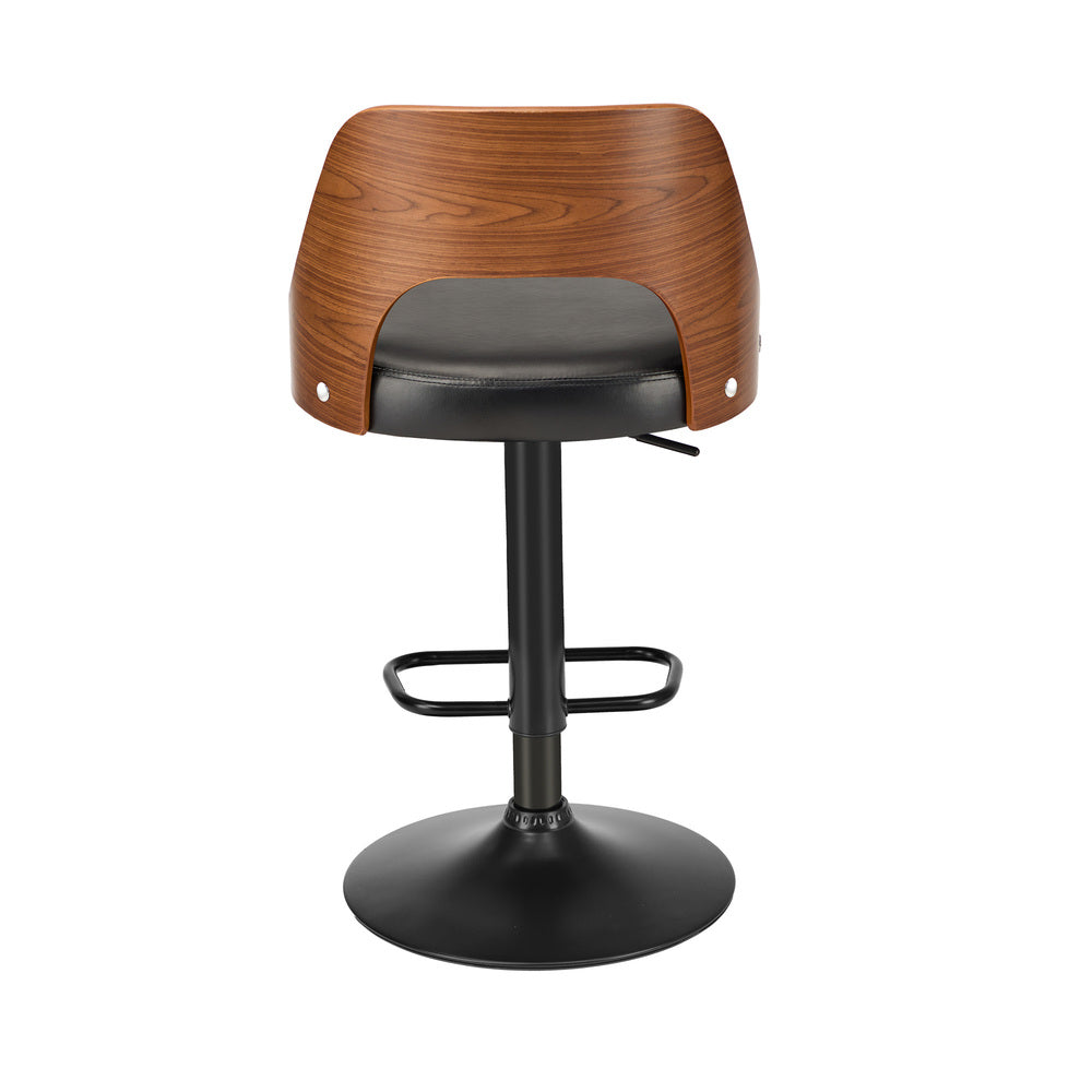 Set of 4 Swivel Bar Stools Gas Lift Adjustable PU Leather Chairs Black