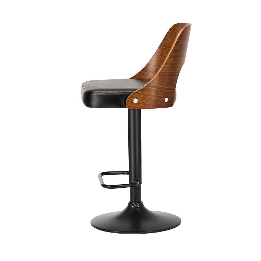 Set of 4 Swivel Bar Stools Gas Lift Adjustable PU Leather Chairs Black