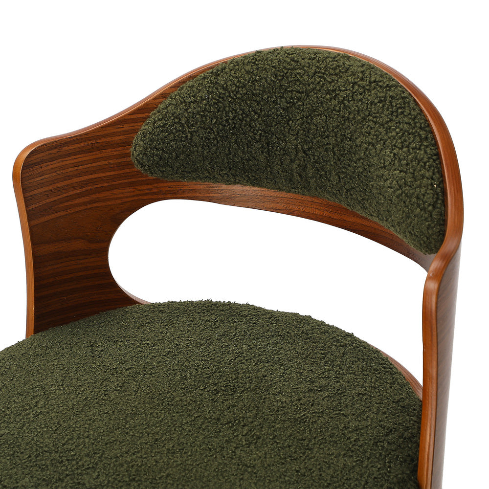 Bar Stool Adjustable Height Gas Lift Kitchen Chair Green Boucle Upholstered Seating