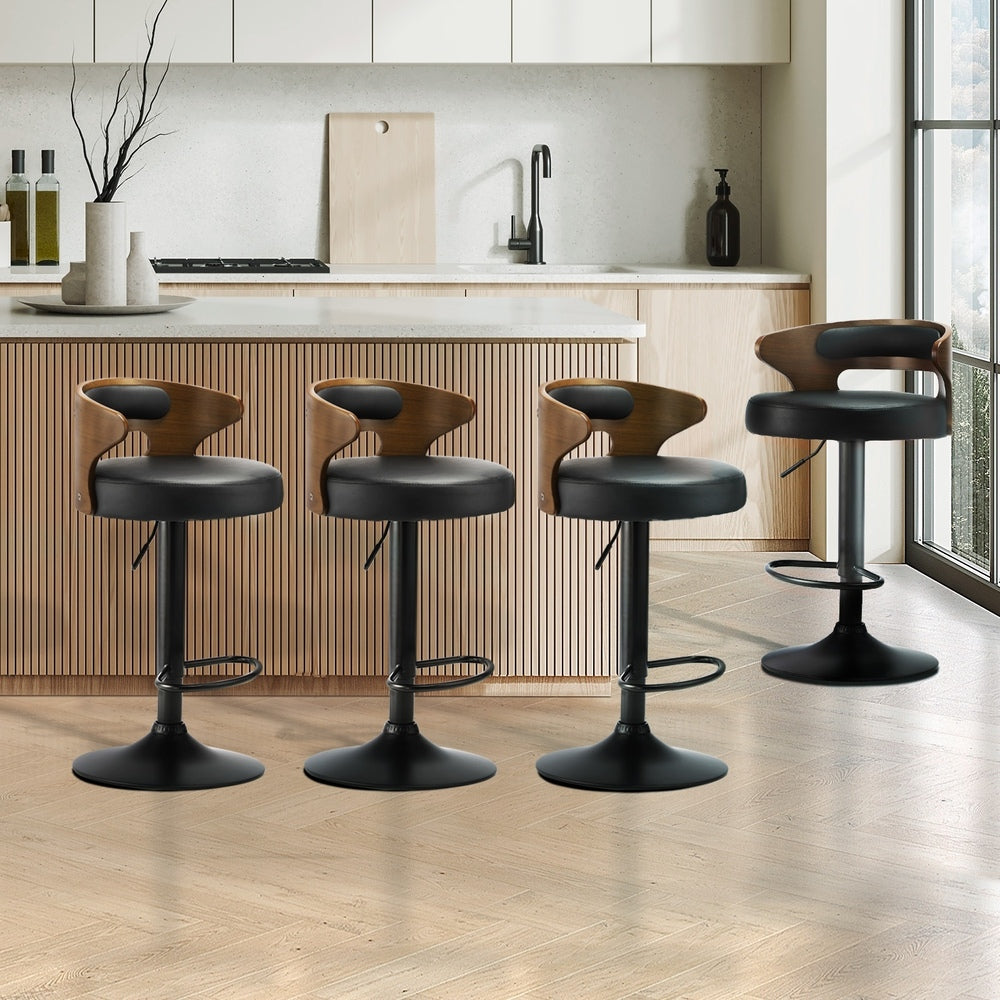 4x Bar Stools with Gas Lift Swivel Grey