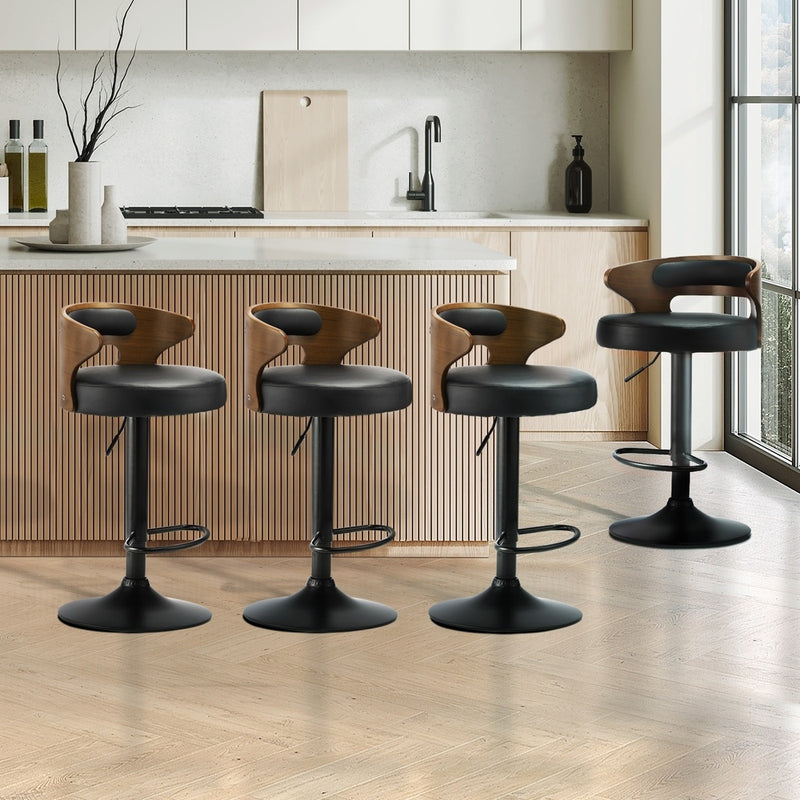 4x Bar Stools with Gas Lift Swivel Grey with Bar Stool