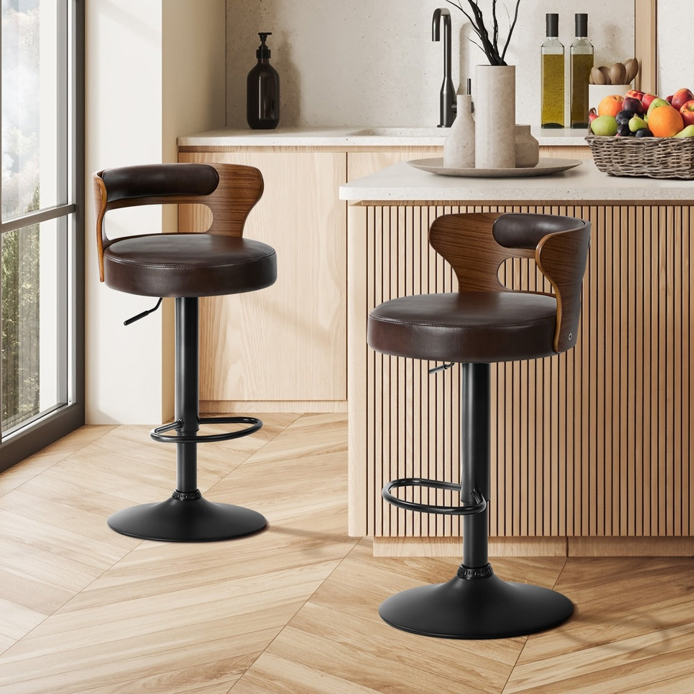 Swivel Bar Stools PU Leather Set of 2 | Simpledeals
