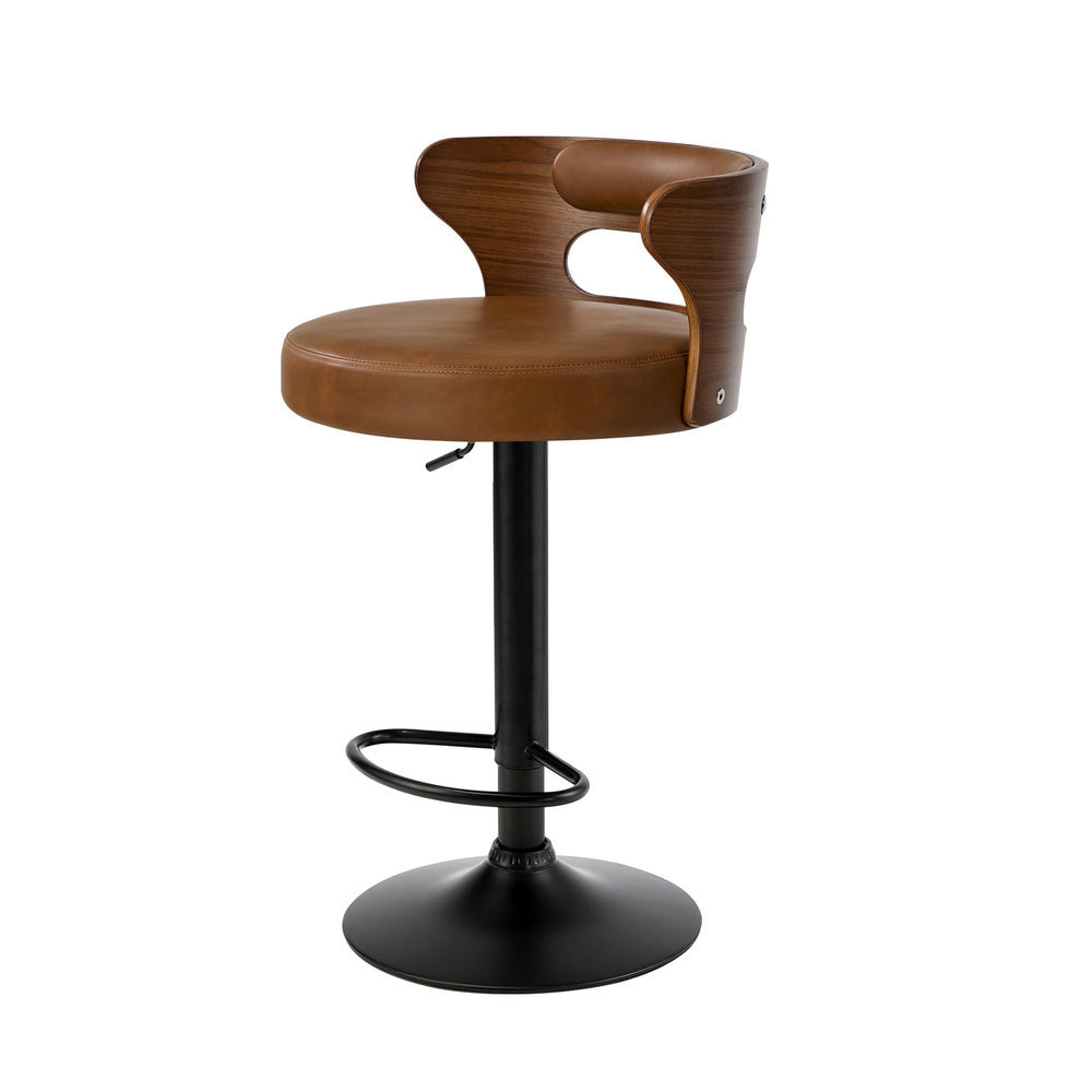 Swivel Bar Stools PU Leather Camel Set 2 | Simpledeals