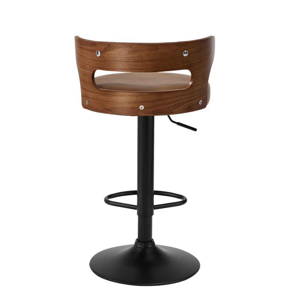 Swivel Bar Stools PU Leather Camel Set 2 | Simpledeals