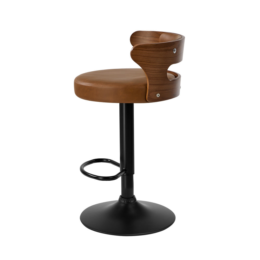 Swivel Bar Stools PU Leather Camel Set 2 | Simpledeals