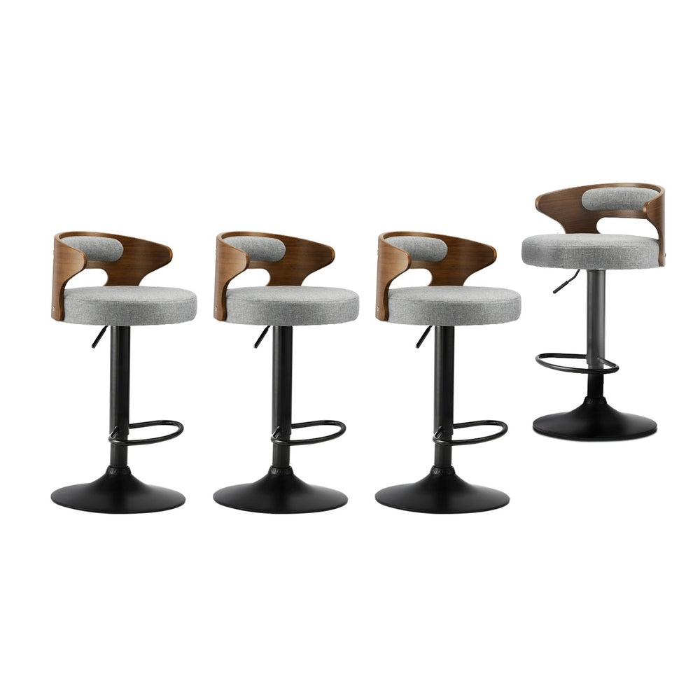 4x Bar Stools with Gas Lift Swivel Grey
