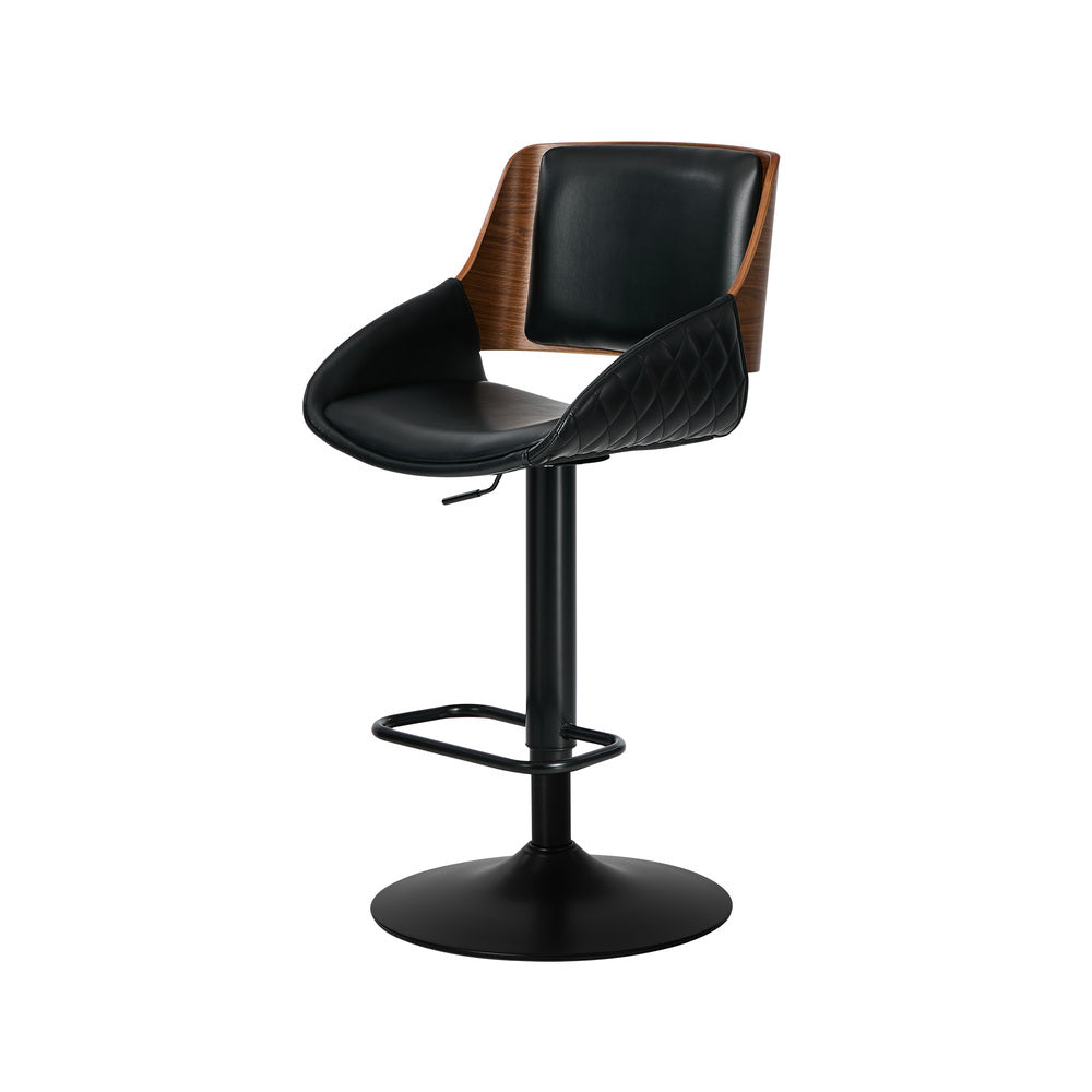 Swivel Bar Stools PU Leather Black Set 2 | Simpledeals