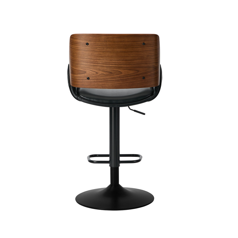 Swivel Bar Stools PU Leather Black Set 2 | Simpledeals
