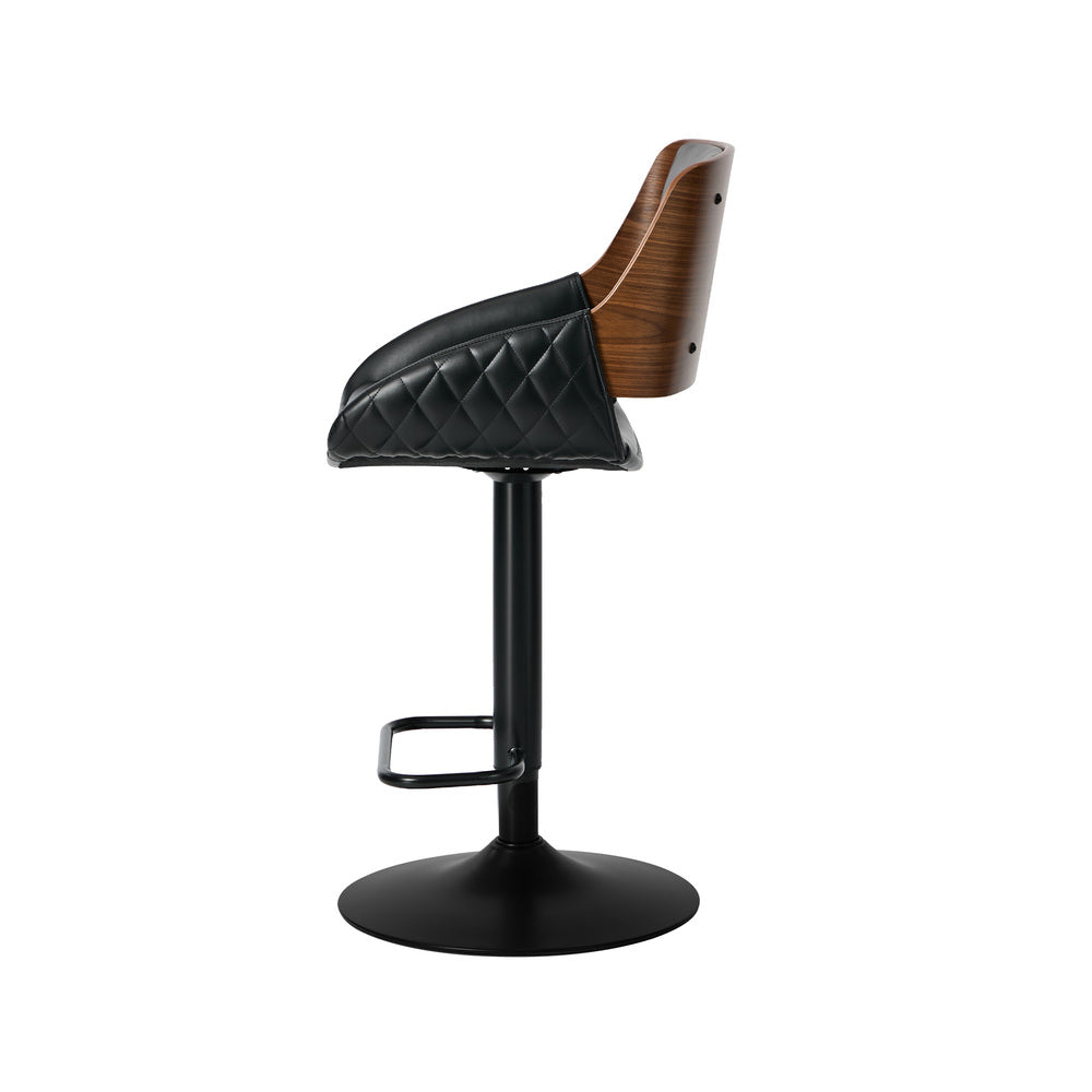 Swivel Bar Stools PU Leather Black Set 2 | Simpledeals