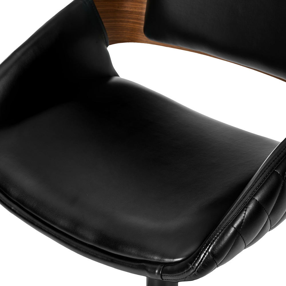 Swivel Bar Stools PU Leather Black Set 2 | Simpledeals