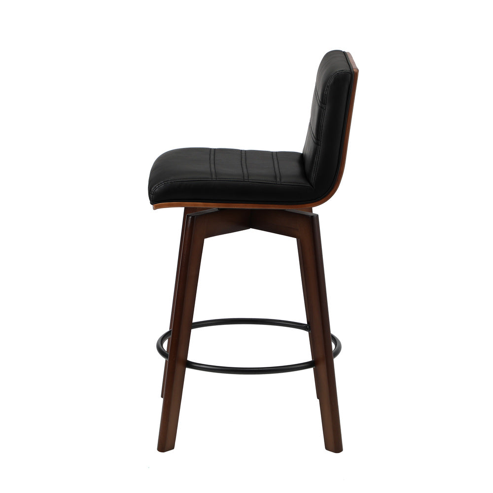 Set of 4 Wooden Bar Stools Swivel Chairs with PU Leather Seats Kitchen