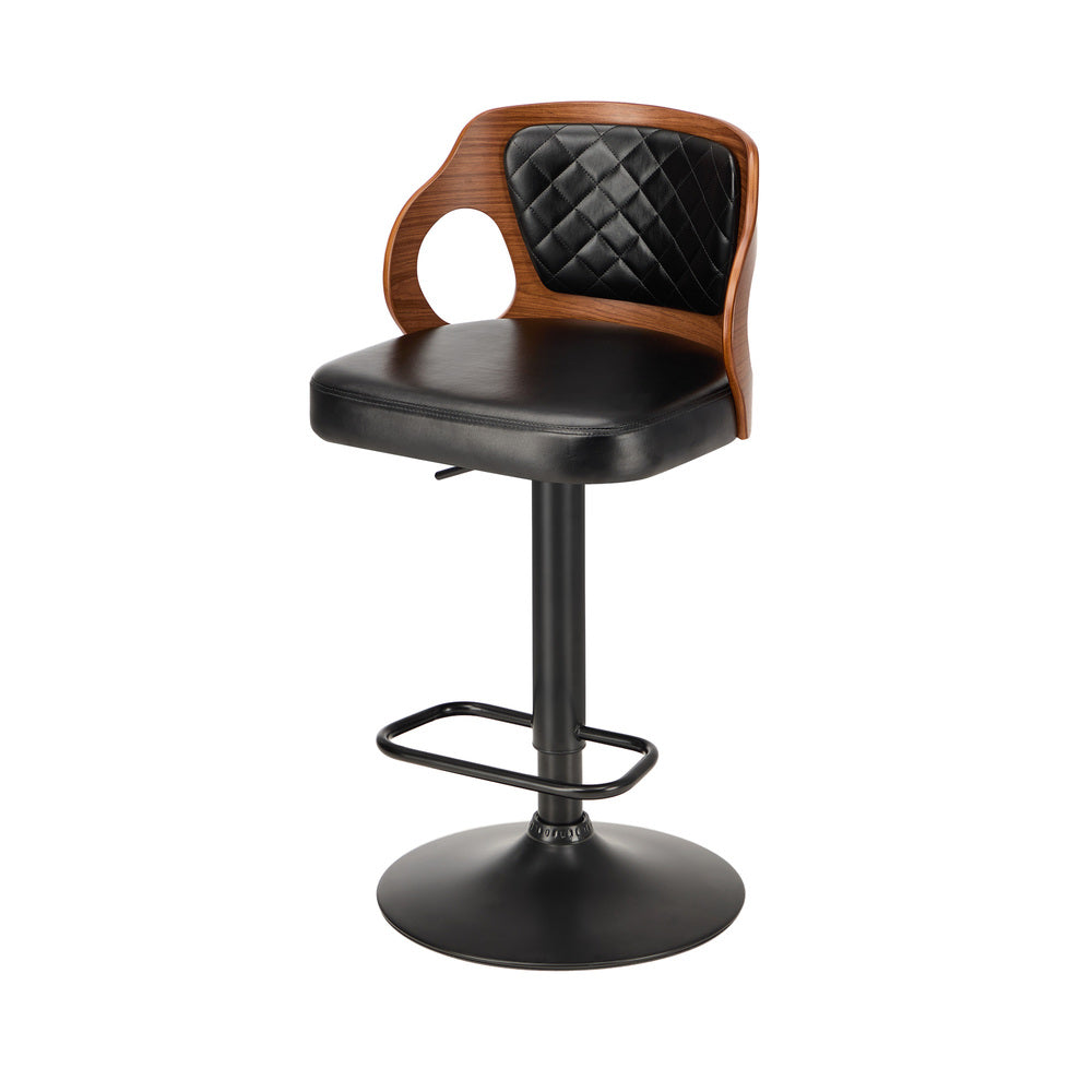 2x Bar Stools PU Leather Swivel Adjustable Kitchen Chairs Wooden Frame