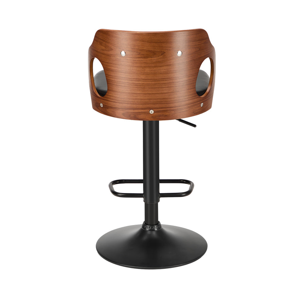 2x Bar Stools PU Leather Swivel Adjustable Kitchen Chairs Wooden Frame