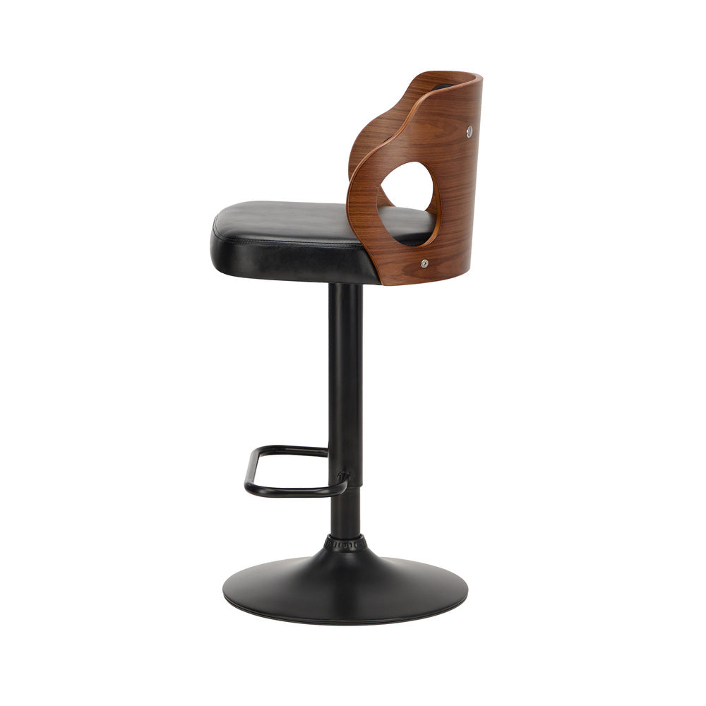 2x Bar Stools PU Leather Swivel Adjustable Kitchen Chairs Wooden Frame
