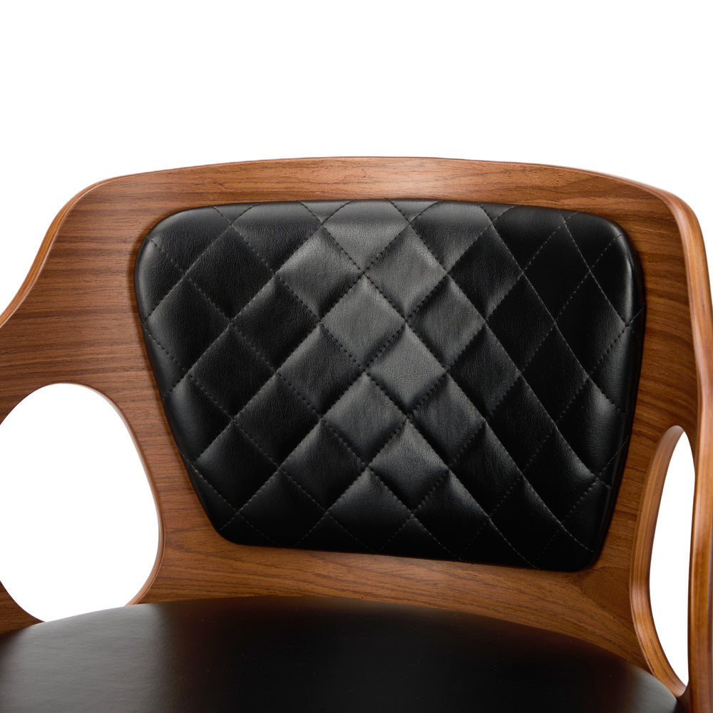 2x Bar Stools PU Leather Swivel Adjustable Kitchen Chairs Wooden Frame