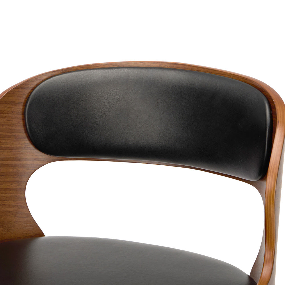 4x Black PU Leather Adjustable Bar Stools with Backrest & Steel Base