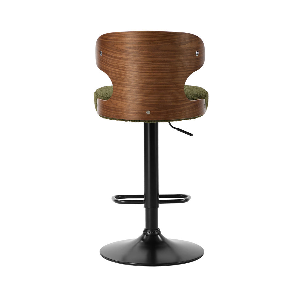 4x Bar Stools Swivel Kitchen Bar Chairs Gas Lift Boucle Green
