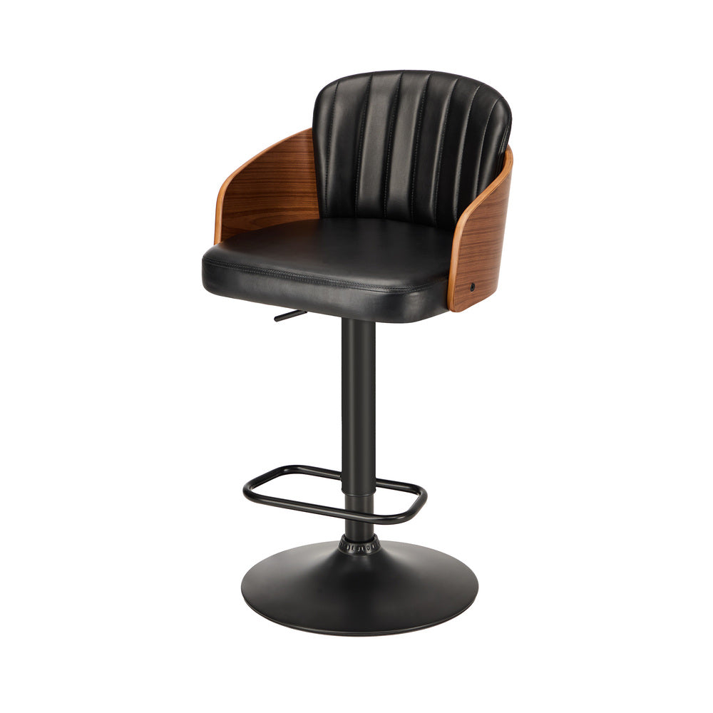2x Modern PU Leather Gas Lift Bar Stools Kitchen Counter Chairs Black