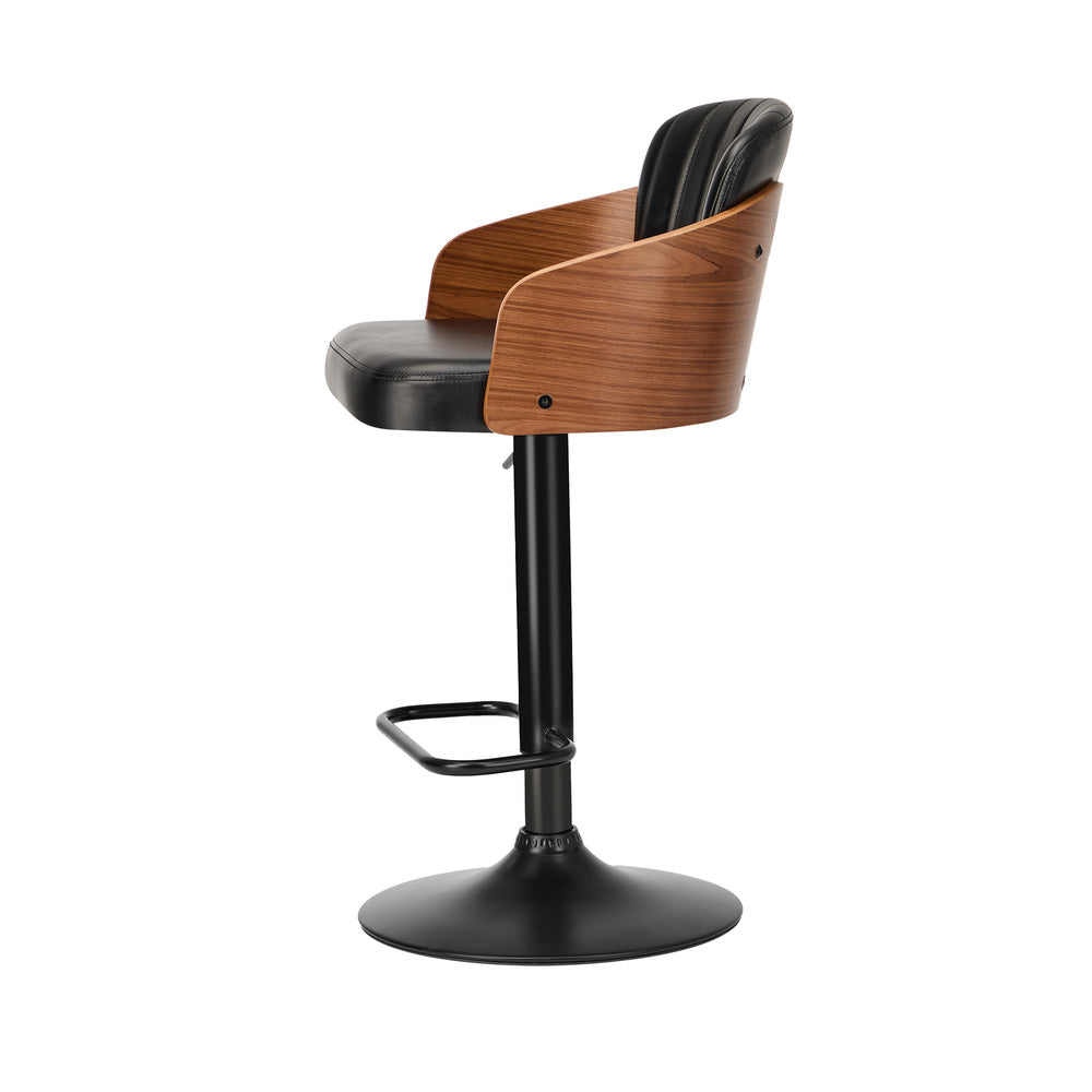 2x Modern PU Leather Gas Lift Bar Stools Kitchen Counter Chairs Black