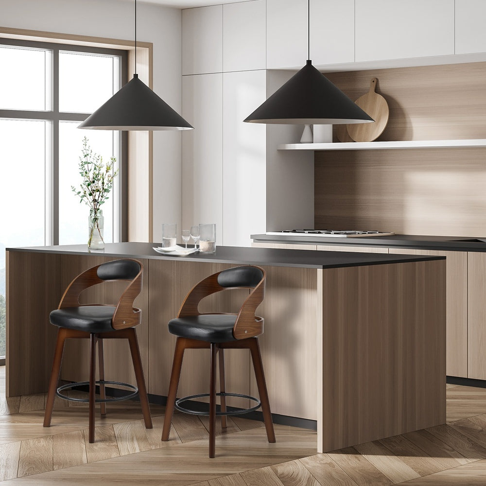 2x/4x Bar Stools Swivel PU Leather Black
