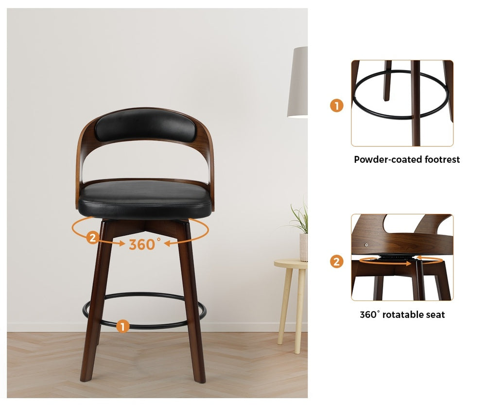 2x/4x Bar Stools Swivel PU Leather Black