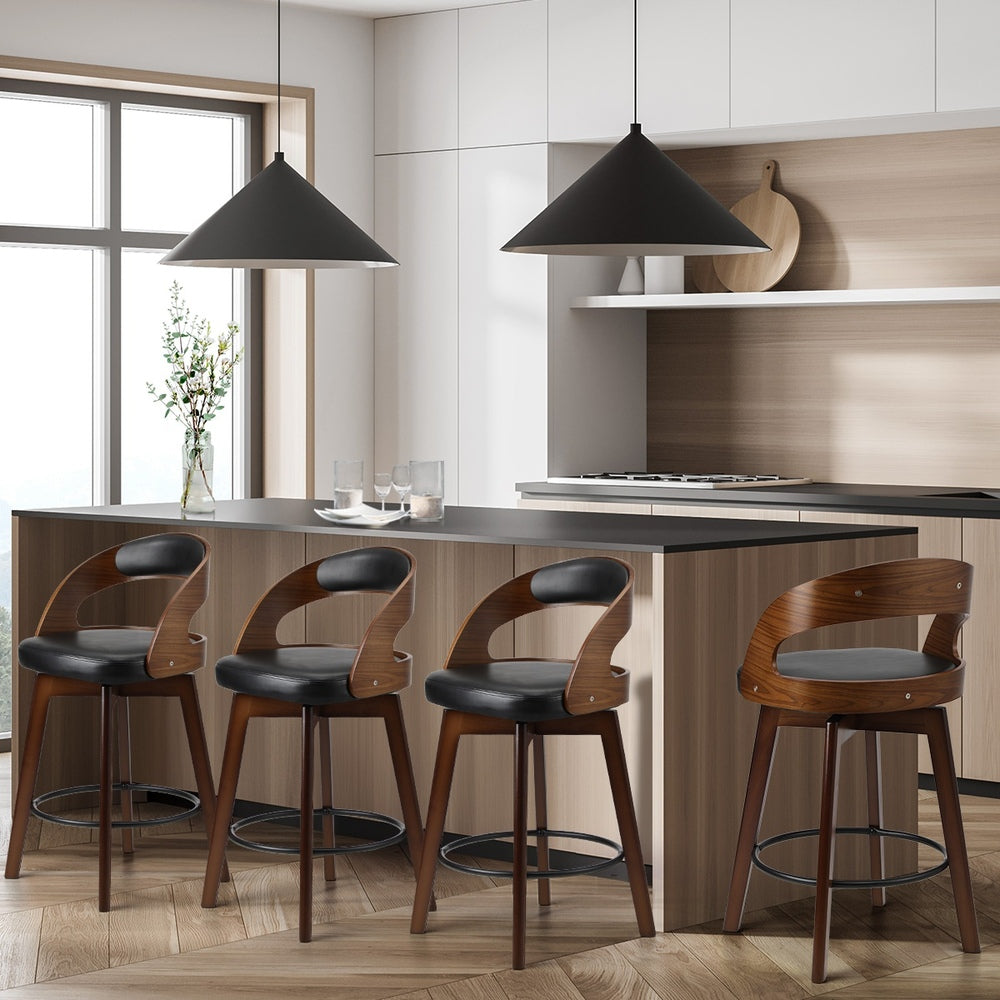 2x/4x Bar Stools Swivel PU Leather Black