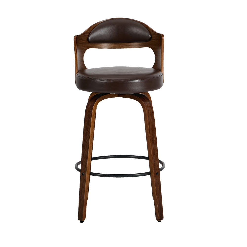 4x Bar Stools Swivel Counter Chair Shell Leather Brown