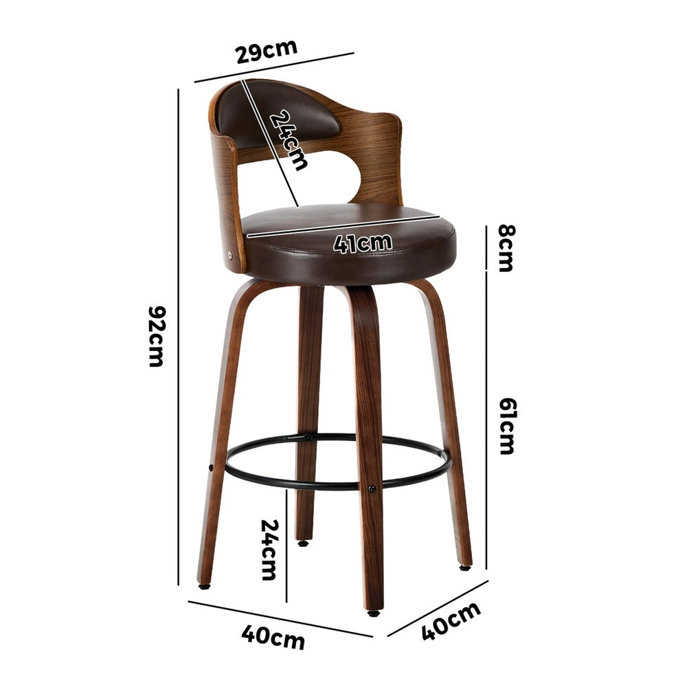 4x Bar Stools Swivel Counter Chair Shell Leather Brown