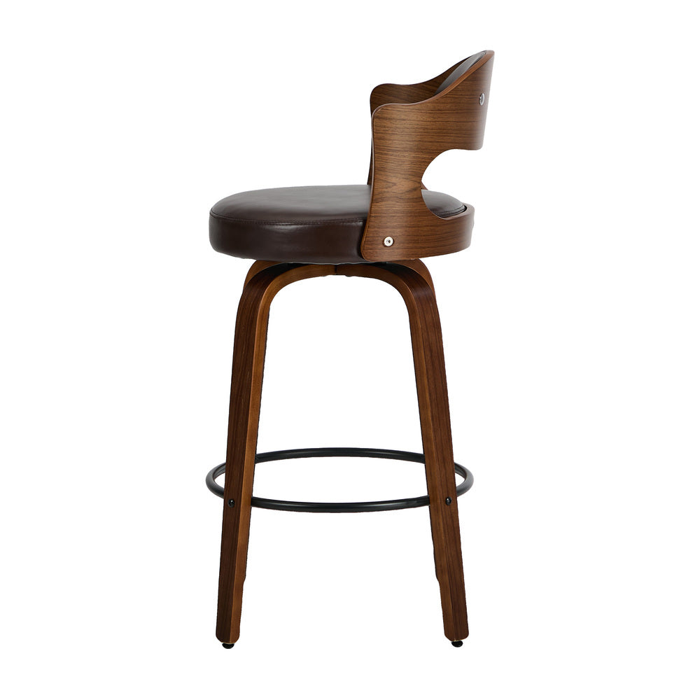 4x Bar Stools Swivel Counter Chair Shell Leather Brown