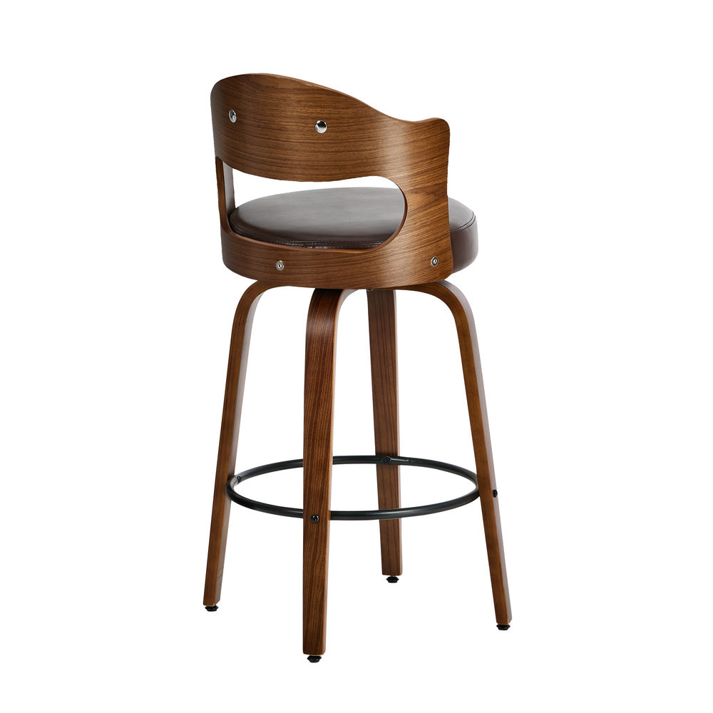4x Bar Stools Swivel Counter Chair Shell Leather Brown