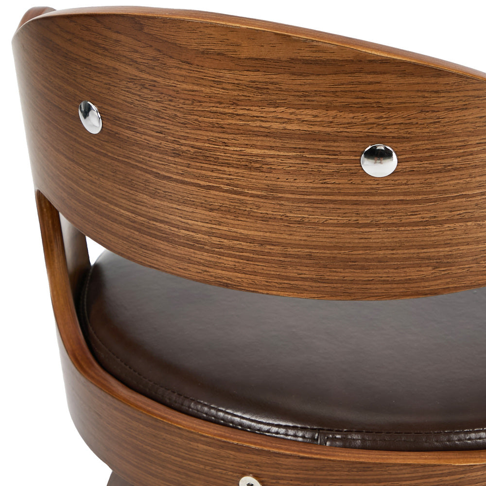 4x Bar Stools Swivel Counter Chair Shell Leather Brown