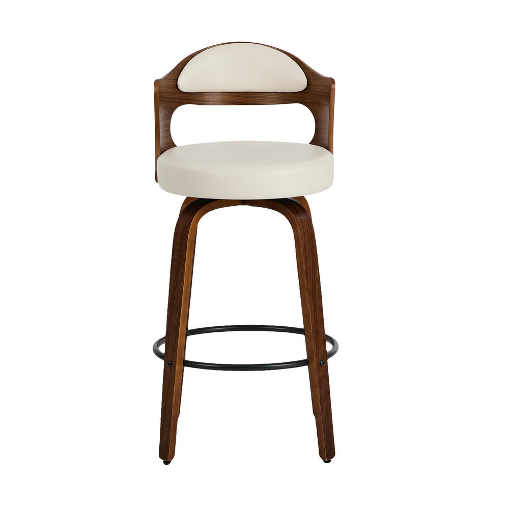 Swivel Bar Stools PU Leather White Set 2 | Simpledeals