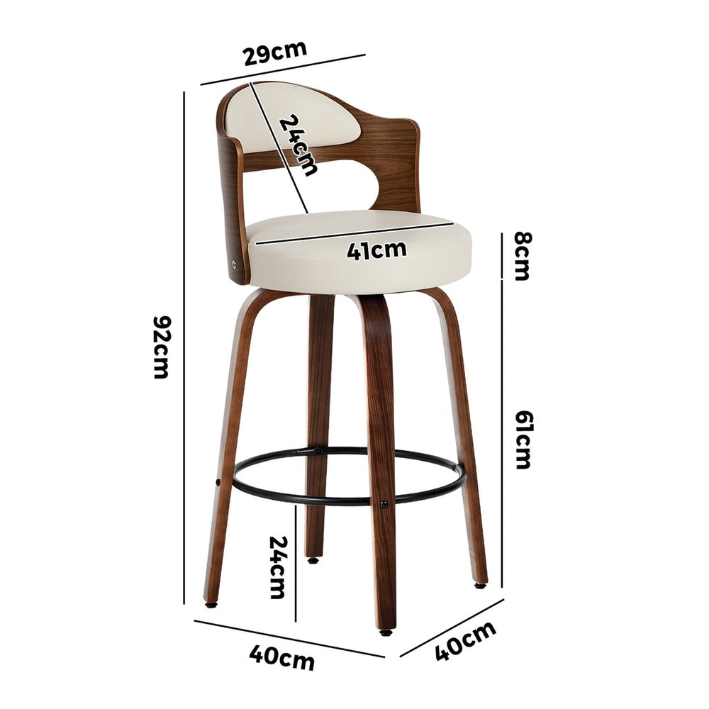 Swivel Bar Stools PU Leather White Set 2 | Simpledeals