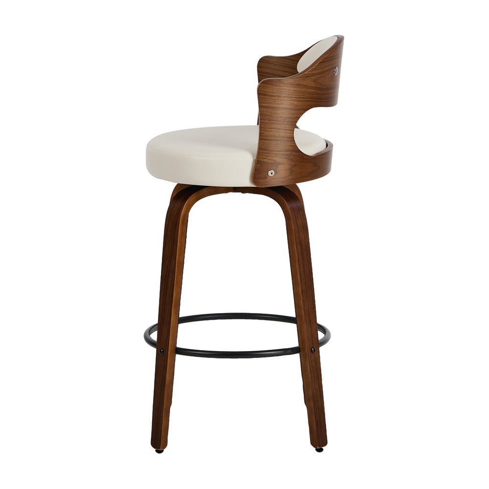 Swivel Bar Stools PU Leather White Set 2 | Simpledeals