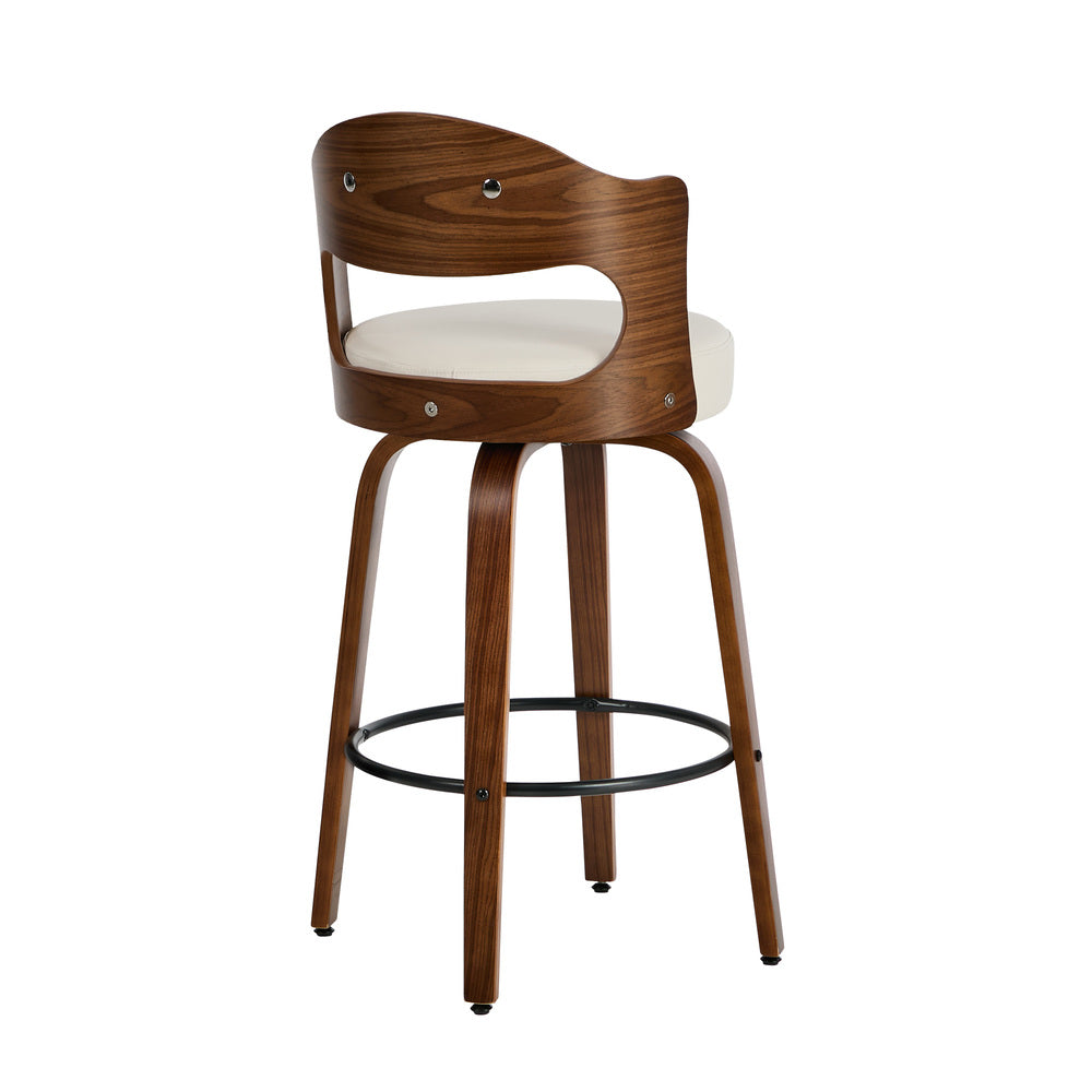 Swivel Bar Stools PU Leather White Set 2 | Simpledeals