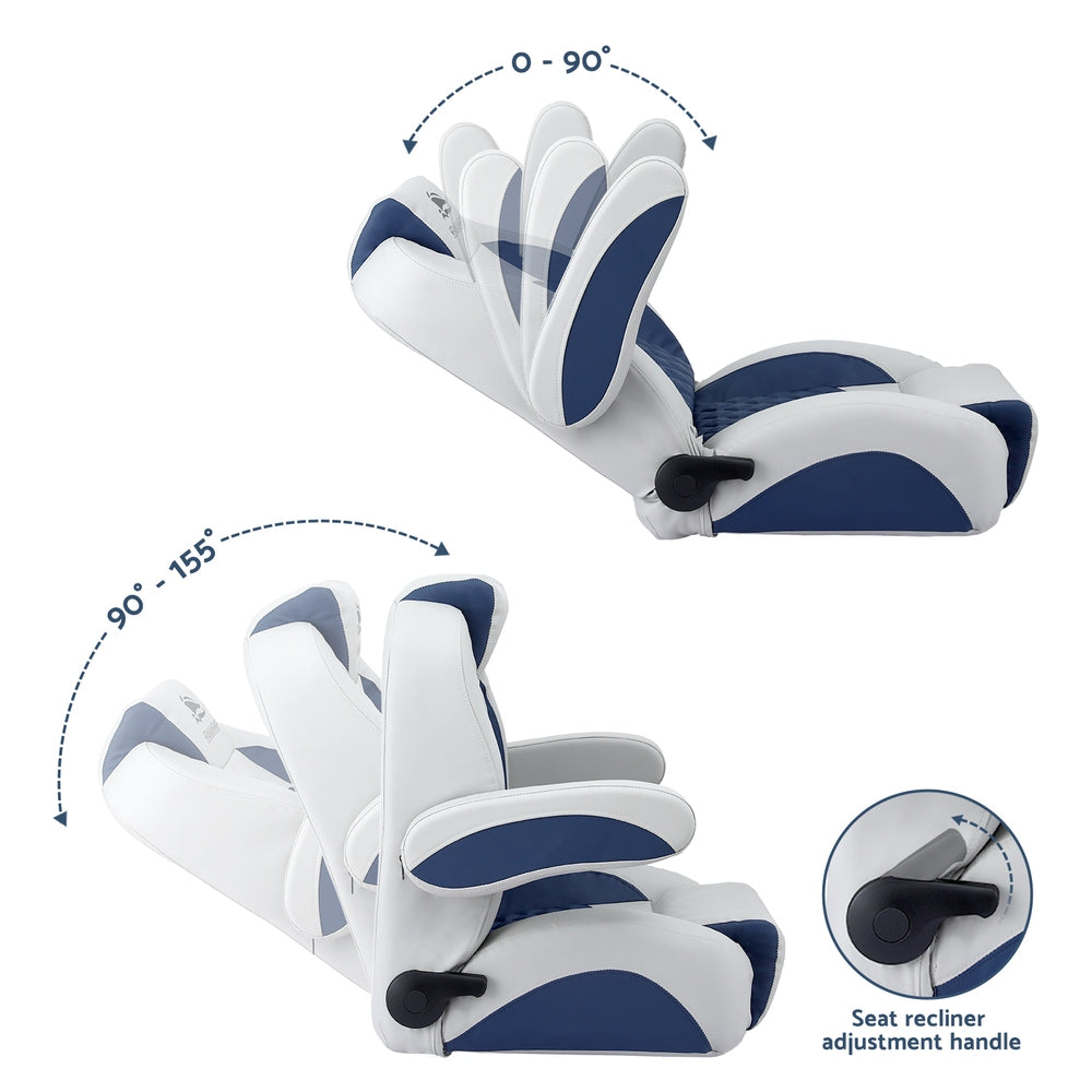 Reclining Captain Boat Seat 9a-155a Degree Recline, 19cm Thick Cushion