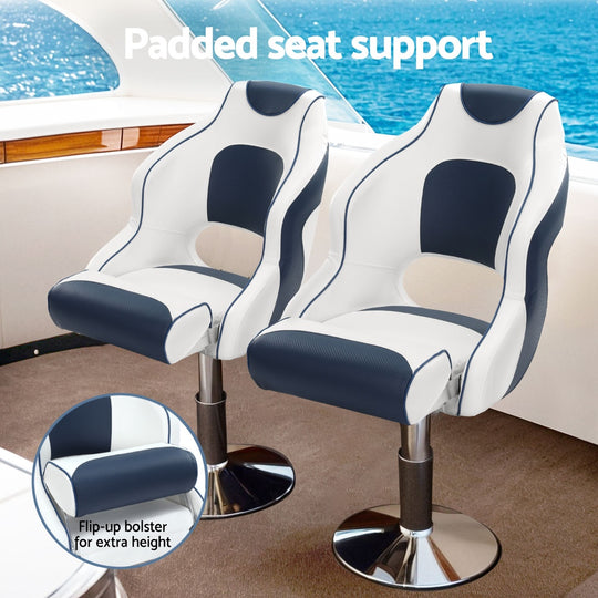 Captain Bucket Boat Seats Flip Up Bolster Swivel 15Cm