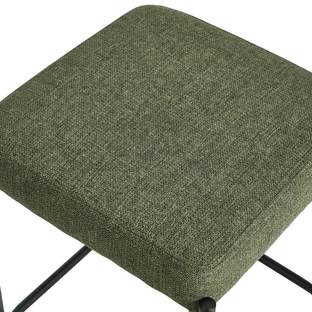 2x Bar Stools Kitchen Counter Stool Linen Seat Metal Green
