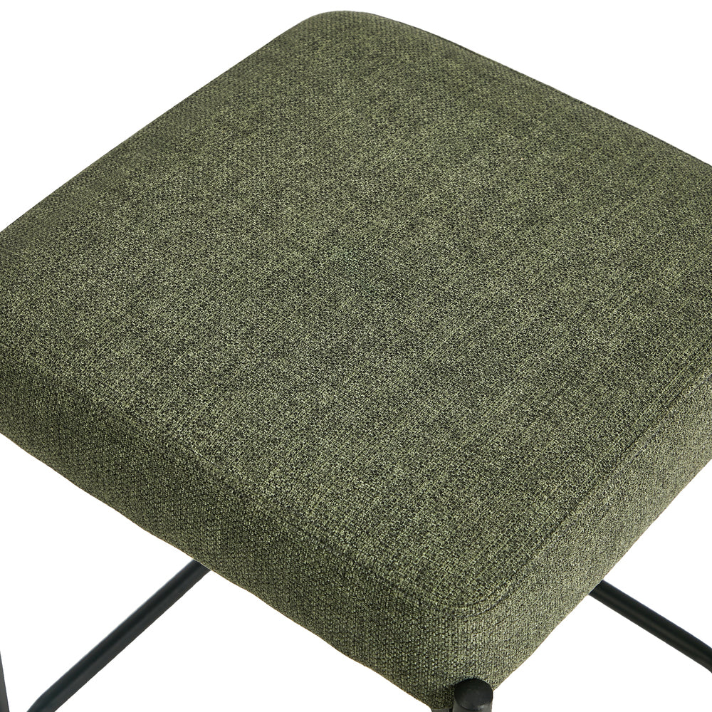 4x Bar Stools Kitchen Counter Stool Linen Seat Metal Green