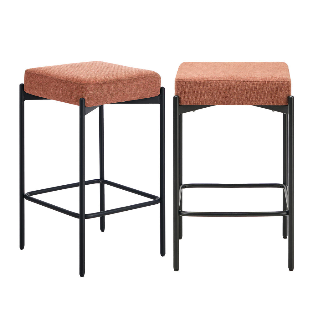 Orange Linen Bar Stools Set 2 Kitchen | Simpledeals