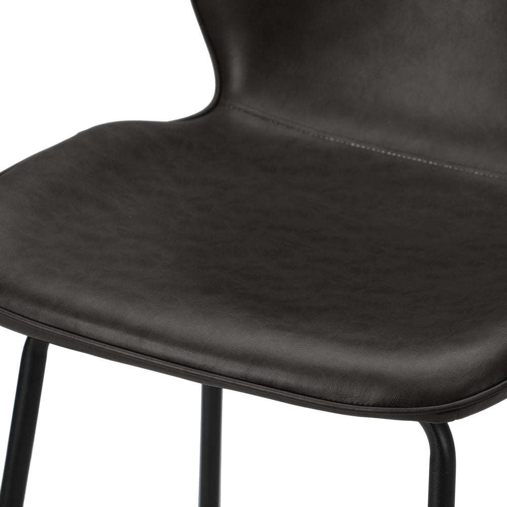 Set of 4 Bar Stools Kitchen Chairs High Leather Black Counter Seats Back/Grey