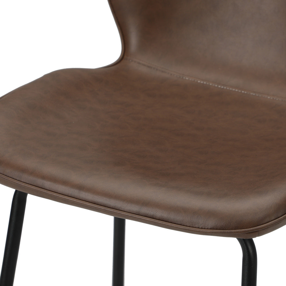 High Back PU Leather Bar Stools Set 2 Brown | Simpledeals