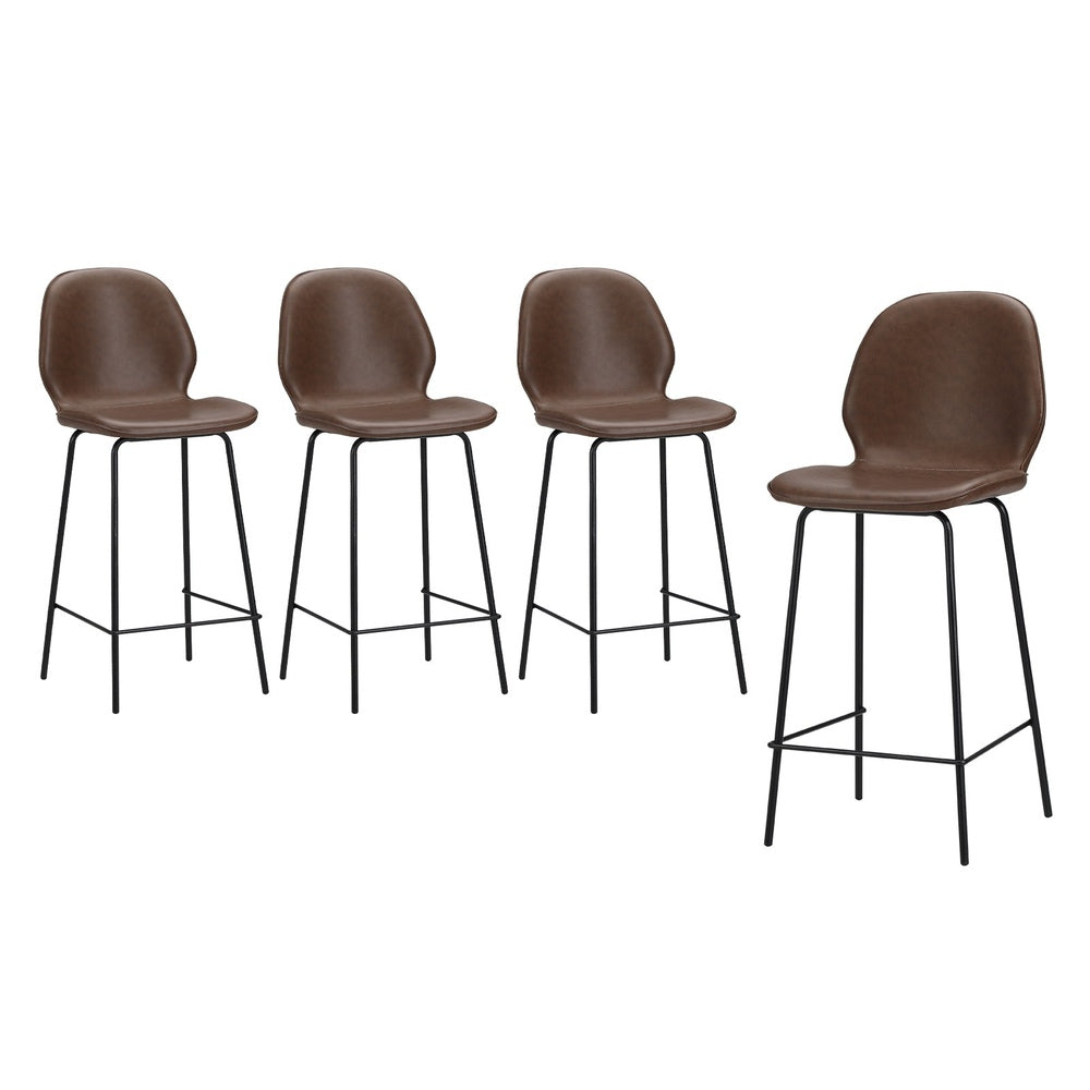 Bar Stools Set of 4 High Back PU Leather | Simpledeals