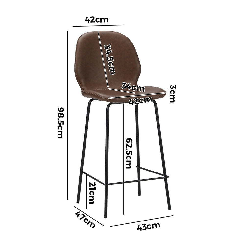 Bar Stools Set of 4 High Back PU Leather | Simpledeals